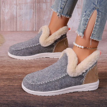 Xajzpa Women Snow Boots Winter Fashion Leisure Fluffy Shoes for Woman Shallow Big Size Sewing Ankle Boot Multi-Color Suede Botas
